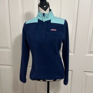 Vineyard Vines Blue and Aqua Fleece Pullover